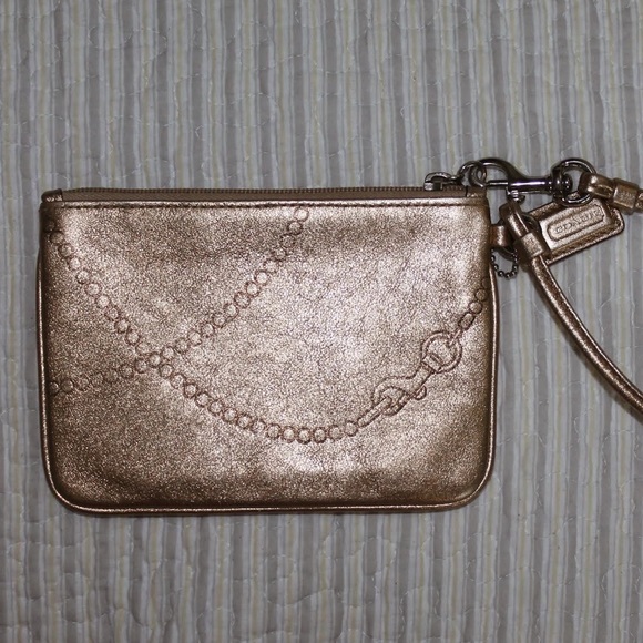 Coach Small Wristlet - Gold with Removable Strap - Picture 2 of 4